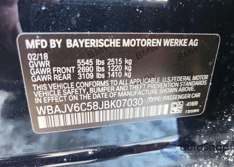 2018 BMW 640 Xigt z USA, uszkodzony, nr VIN WBAJV6C58JBK07030